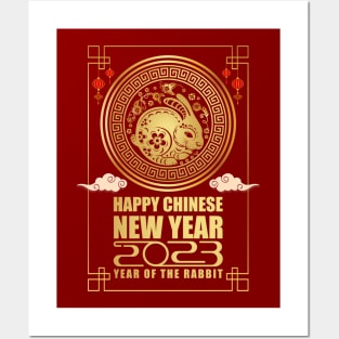 Happy Chinese New Year 2023 Rabbit Year Posters and Art